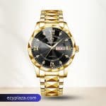 BINBOND 2521 Luxury Brand Luminous Quartz Watch For Men - Golden Black - Thumbnail Image 1