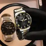 TISSELLY T079 Stainless Steel Men’s Leather Quartz Design Watch – Black - Thumbnail Image 3