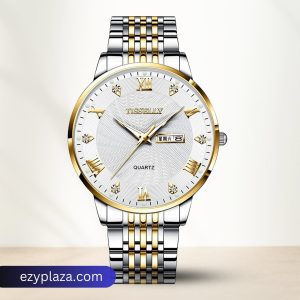 TISSELLY T079 Stainless Steel Men’s Leather Quartz Design Watch – Black