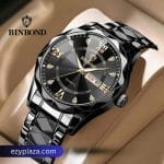 BINBOND 2521 Luxury Brand Luminous Quartz Watch For Men - Golden Black - Thumbnail Image 4