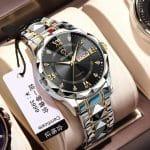 BINBOND 2521 Luxury Brand Luminous Quartz Watch For Men - Golden Black - Thumbnail Image 6