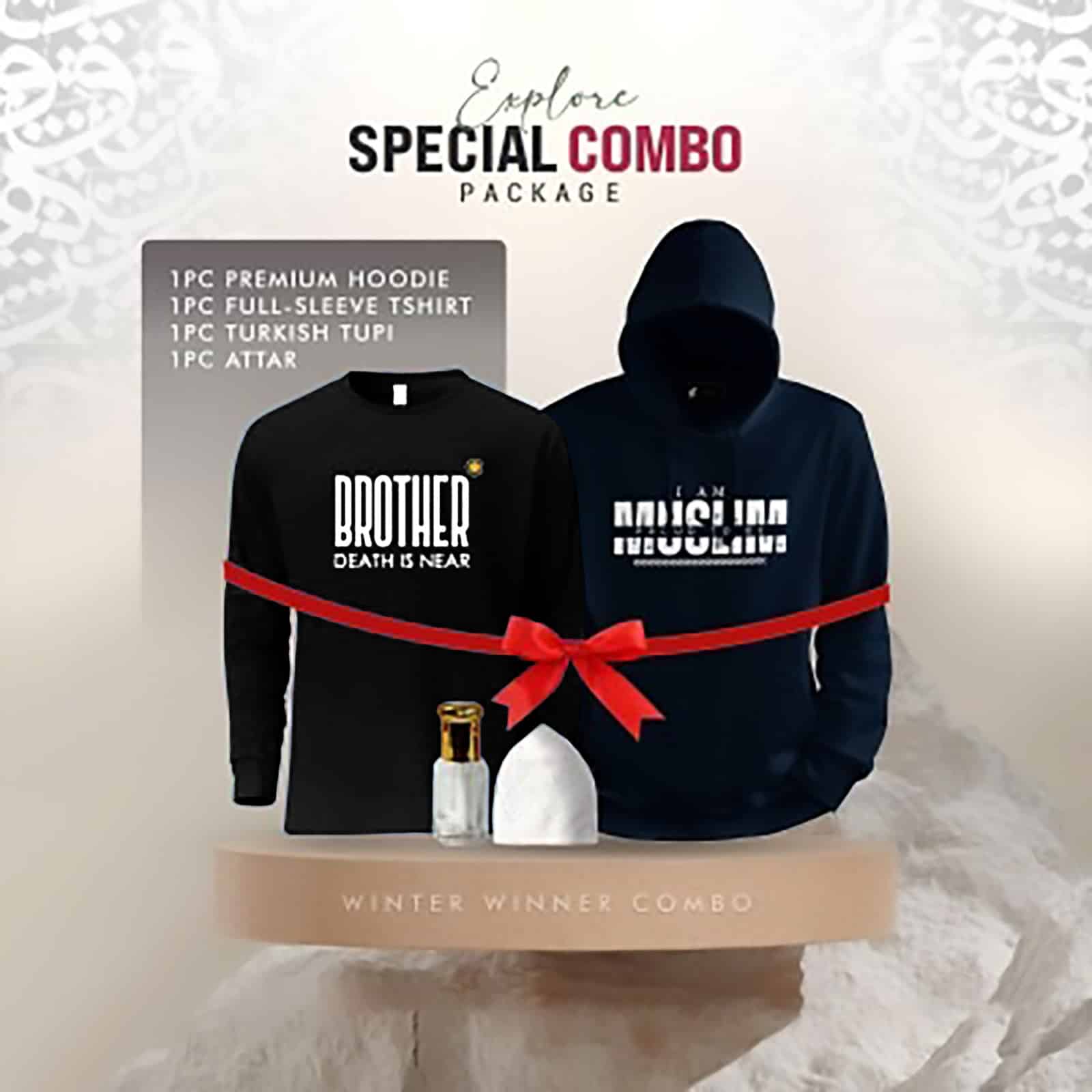 Islamic Winter Combo Black Muslim Hoodie Death Reminder T-shirt BD Islamic Winter Combo Black Muslim Hoodie Death Reminder T-shirt BD