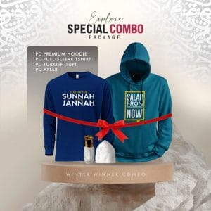 Islamic Winter Combo Teal Salah Hoodie Navy Blue Sunnah T-shirt BD