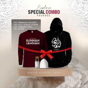 Islamic winter combo black taqwa hoodie maroon sunnah tshirt bd