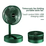 Portable Rechargeable Desk Fan, Folding Fan 3 Speeds Adjustable Height Table Fan with Timer, 2000mAh Rechargeable USB Charging for Home Office Travel - Thumbnail Image 1