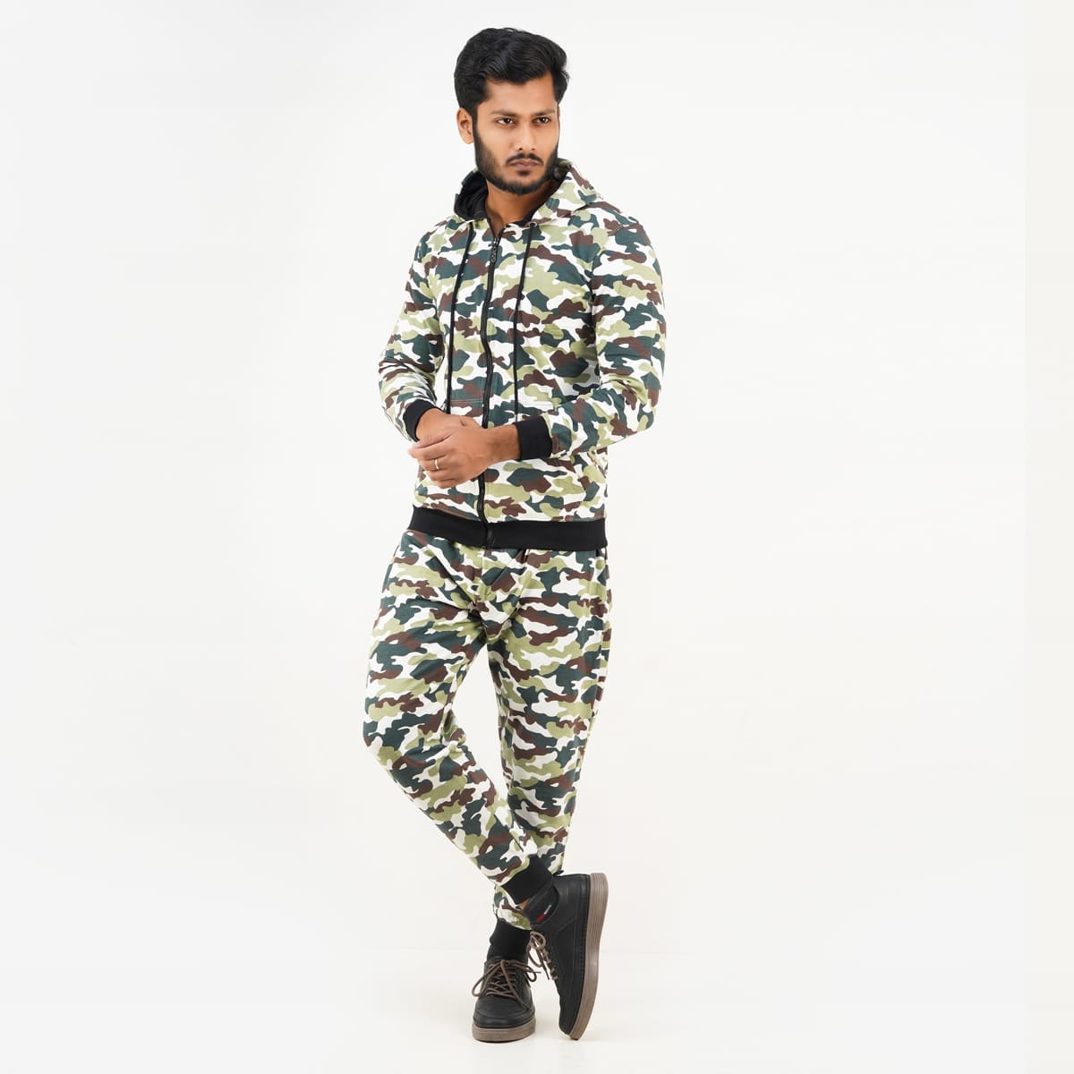 camouflage Winter Hoodie and Trouser Set for Men bd