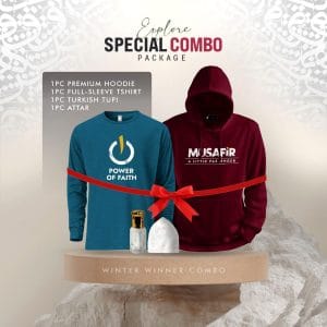 Islamic Winter Combo Maroon Musafir Hoodie Teal T-shirt BD