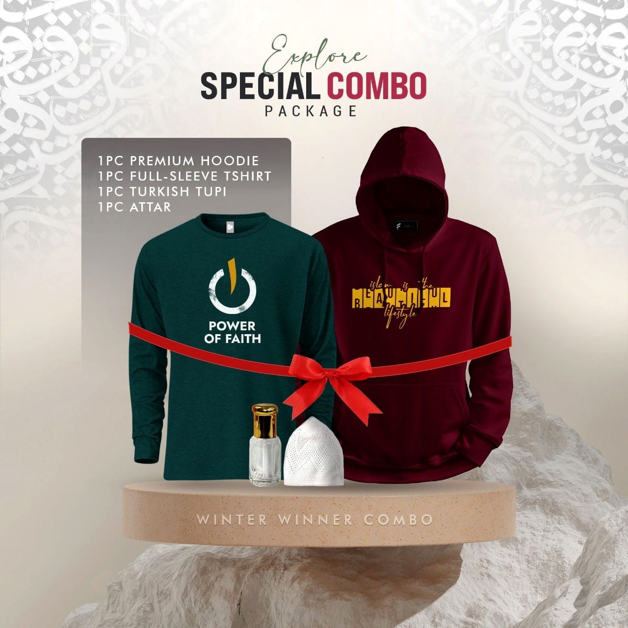 Islamic Winter Combo Maroon Beautiful Lifestyle Hoodie Green Power of Faith T-shirt BD Islamic Winter Combo Maroon Beautiful Lifestyle Hoodie Green Power of Faith T-shirt BD