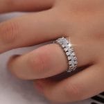 Double Rows Diamond Rings for Womens - Thumbnail Image 1