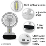 DP 7624 Rechargeable Portable USB Table Fan with LED Light | 3000mAh Battery - Thumbnail Image 3