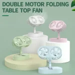 Double Motor Fan FY050 Folding Table Top Fan – Adjustable USB Rechargeable - Thumbnail Image 6