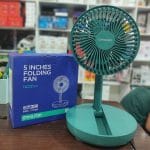 Rechargeable 5-Inch Folding Fan HCZ21 Green – Portable Adjustable Mini Fan - Thumbnail Image 4